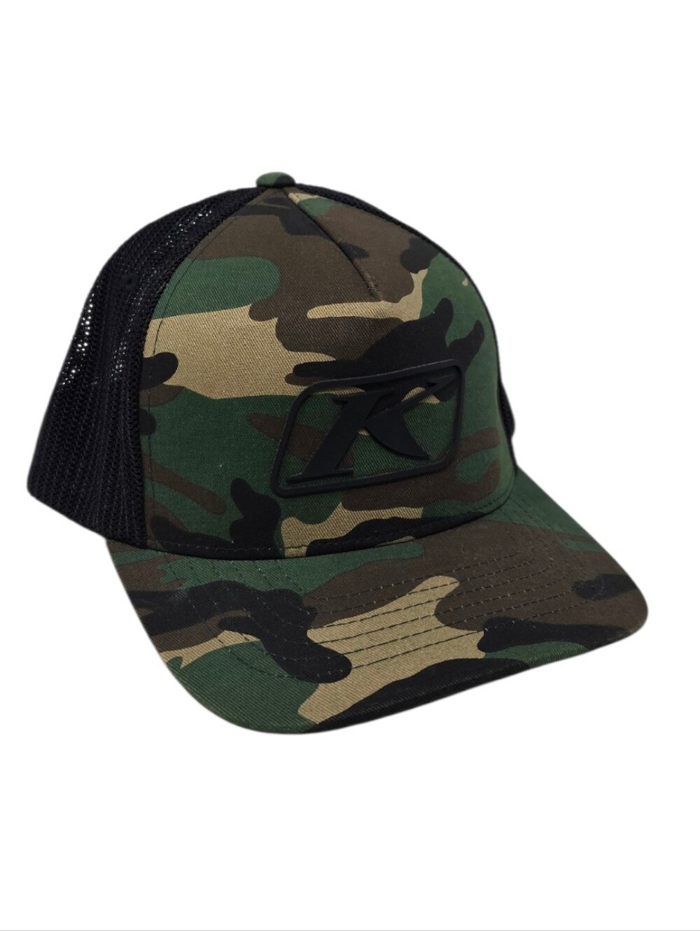 KLIM Mossy Oak Camo Trucker Hat Flexfit 110 Black Mesh Snapback OS